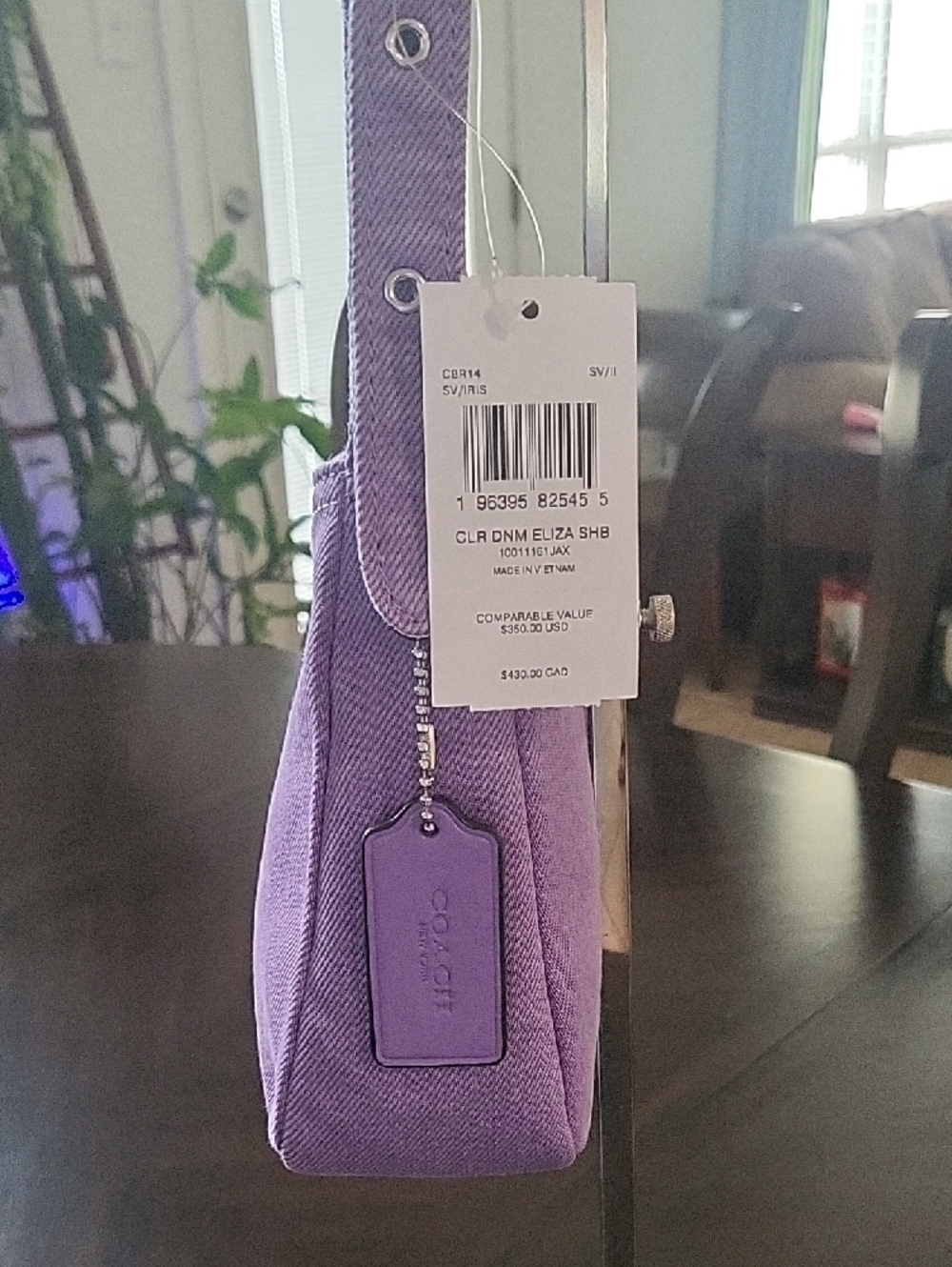 Coach Purple Denim Shoulder Bag with Leather Trim - Picture 2 of 13